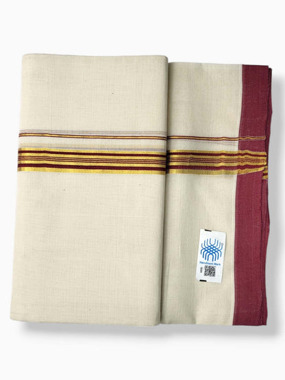  Kerala Balaramapuram Pure Cotton Handloom Mundu/Dhoti 