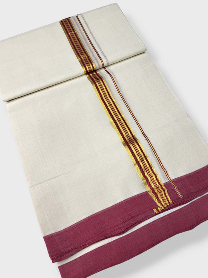  Kerala Balaramapuram Pure Cotton Handloom Mundu/Dhoti 