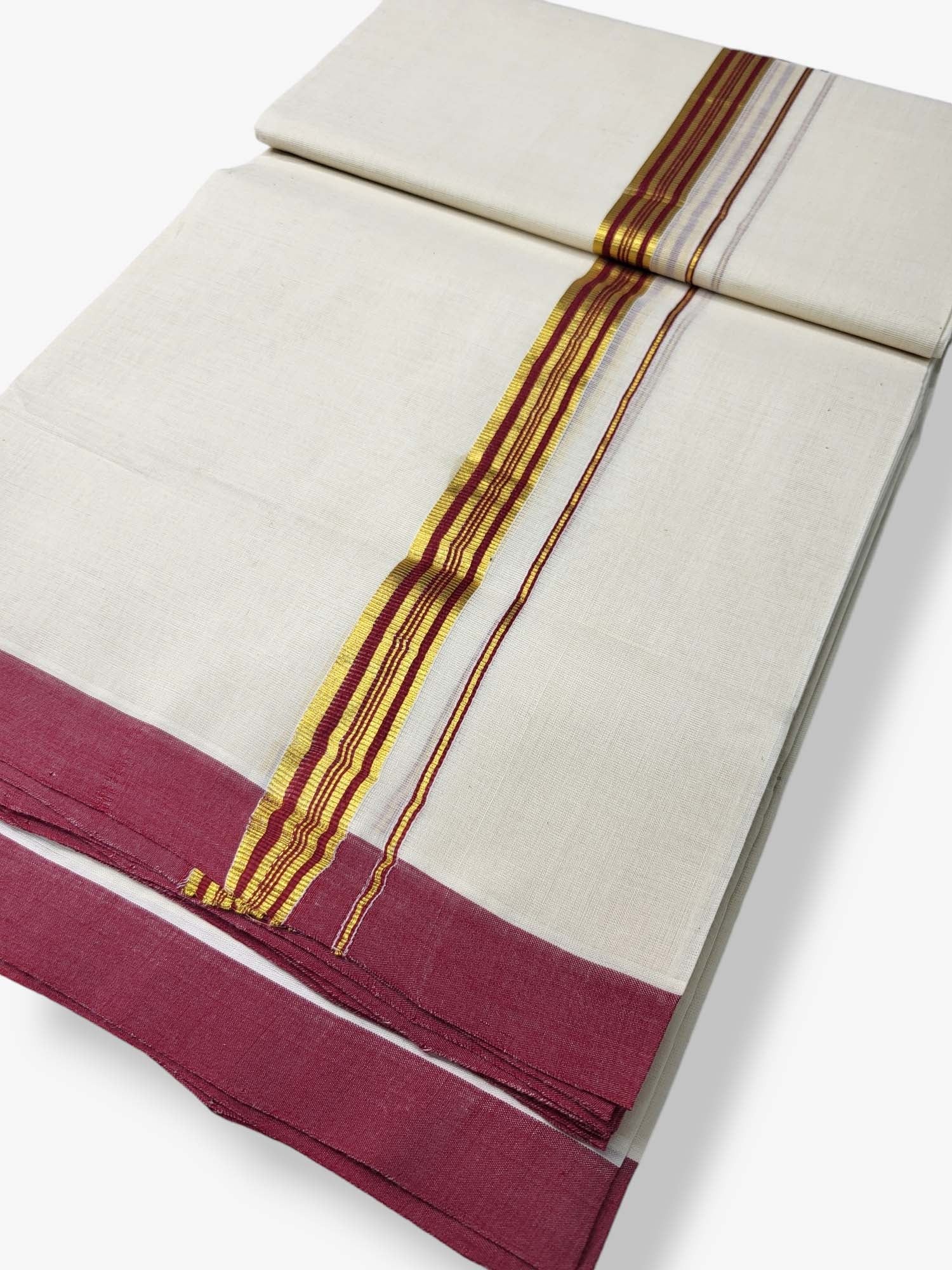  Kerala Balaramapuram Pure Cotton Handloom Mundu/Dhoti 