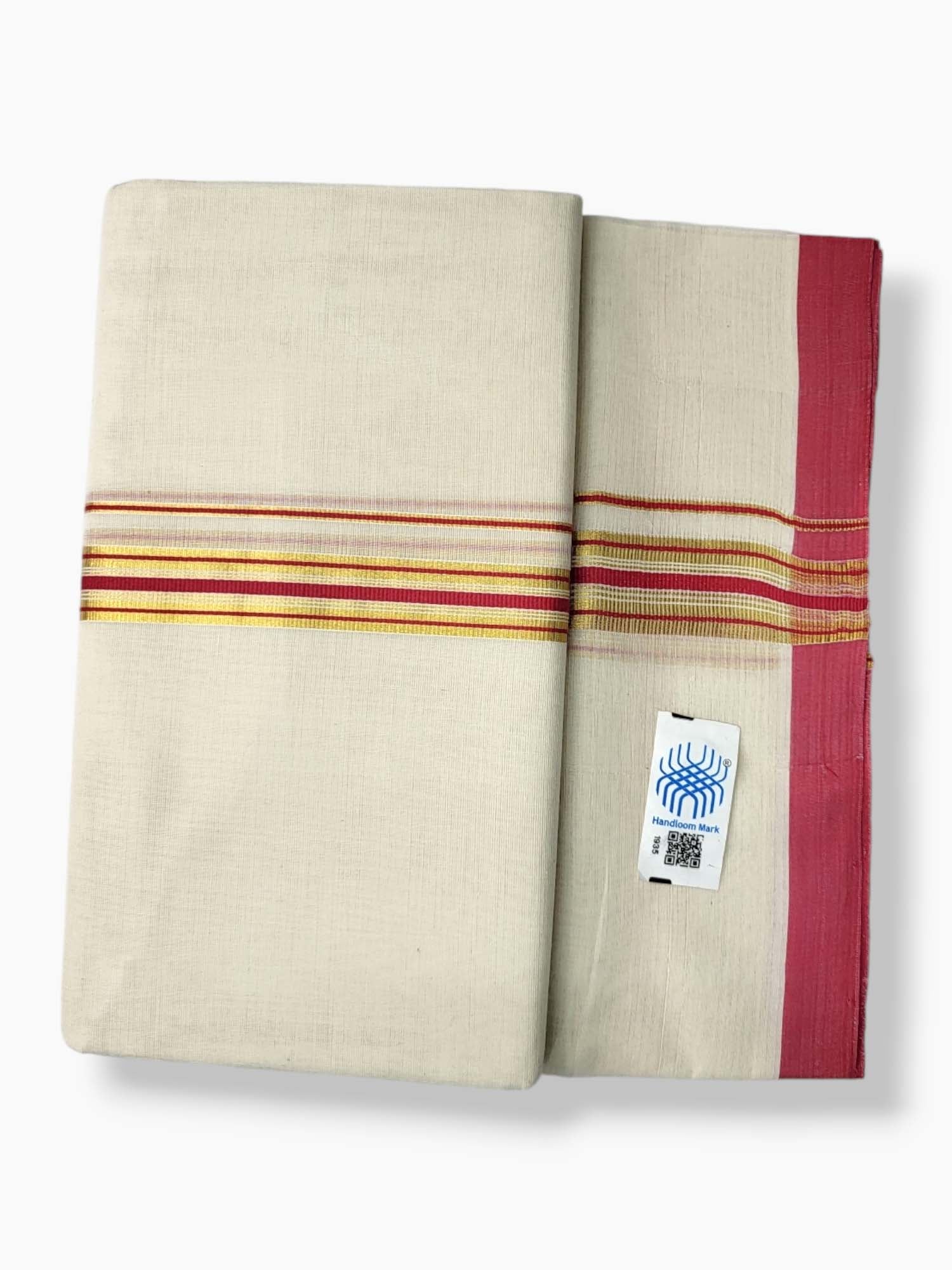  Kerala Balaramapuram Pure Cotton Handloom Mundu/Dhoti 