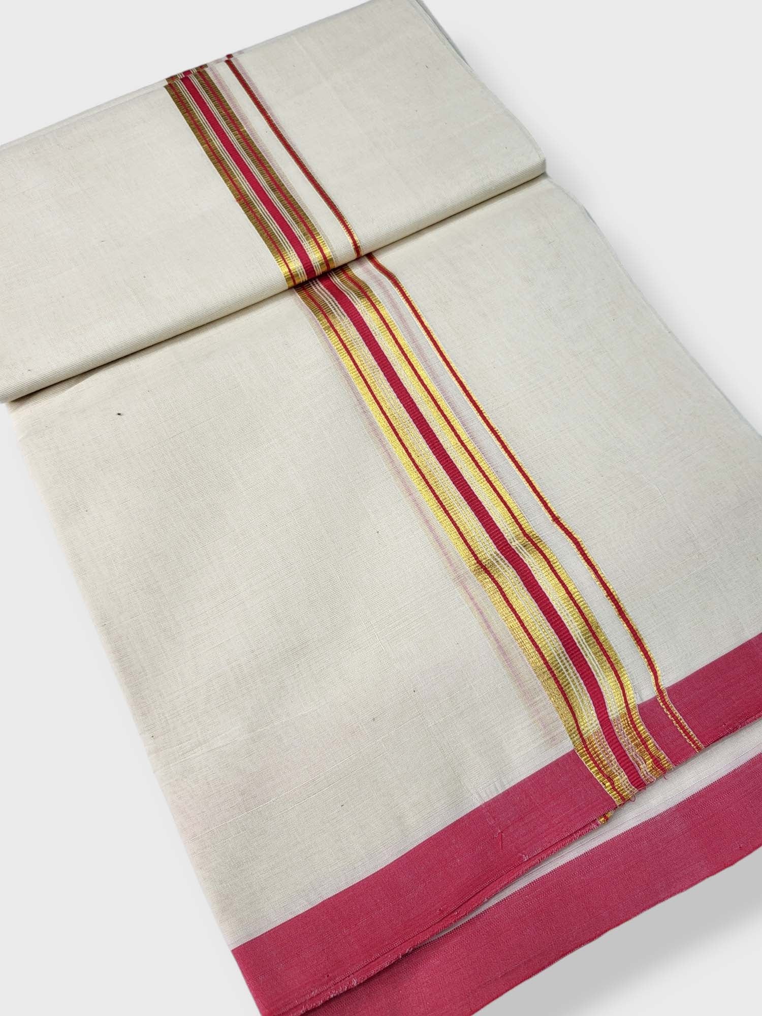  Kerala Balaramapuram Pure Cotton Handloom Mundu/Dhoti 