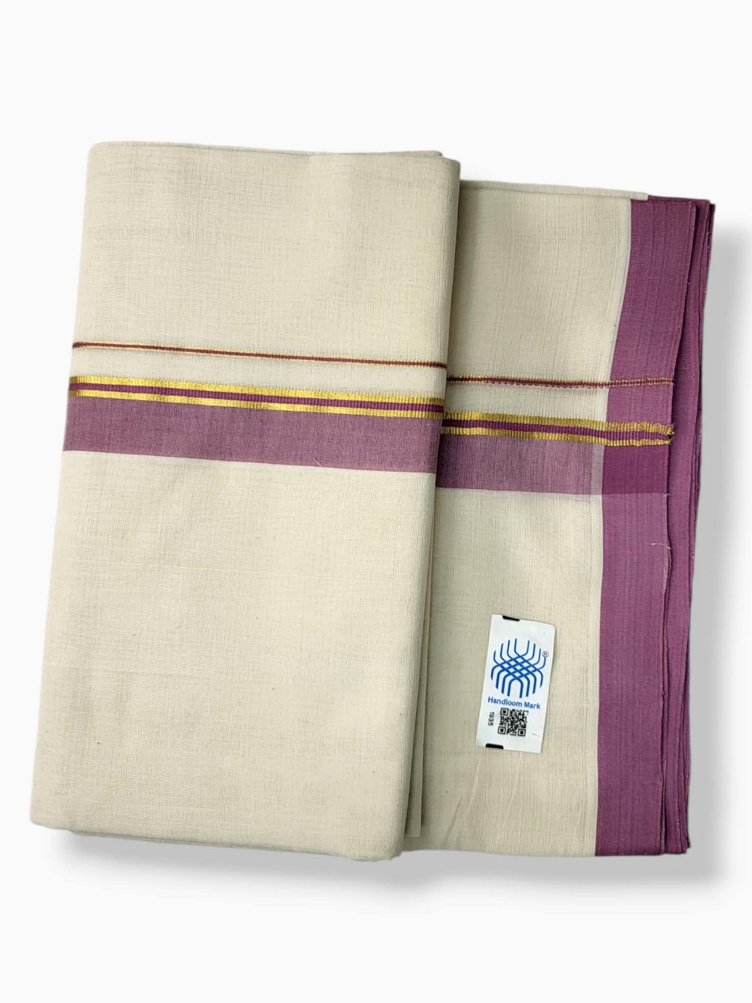  Kerala Balaramapuram Pure Cotton Handloom Mundu/Dhoti 