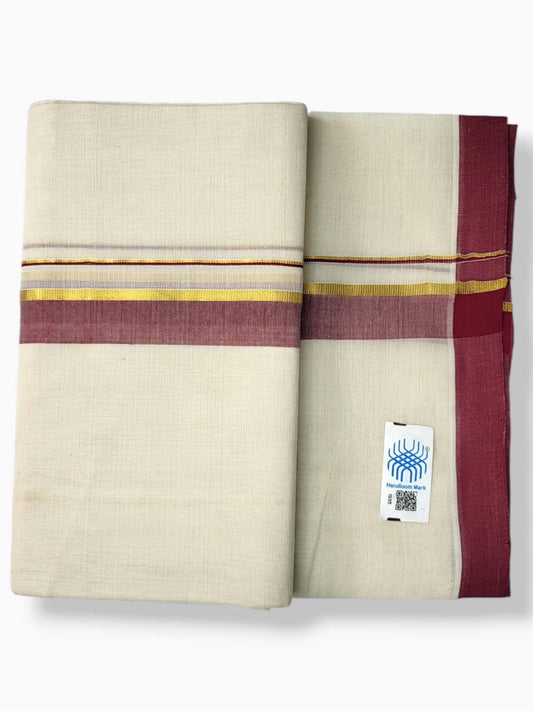  Kerala Balaramapuram Pure Cotton Handloom Mundu/Dhoti 