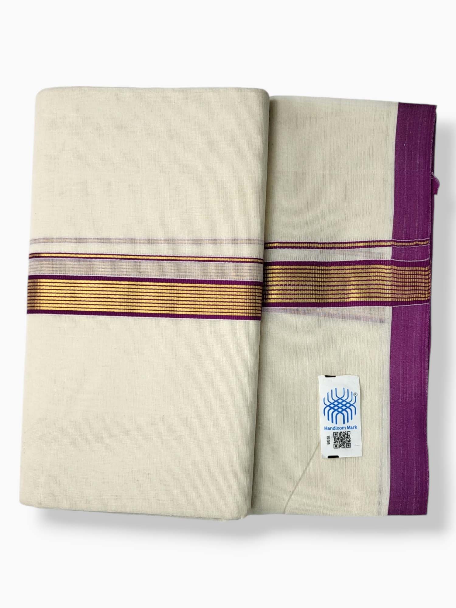  Kerala Balaramapuram Pure Cotton Handloom Mundu/Dhoti 