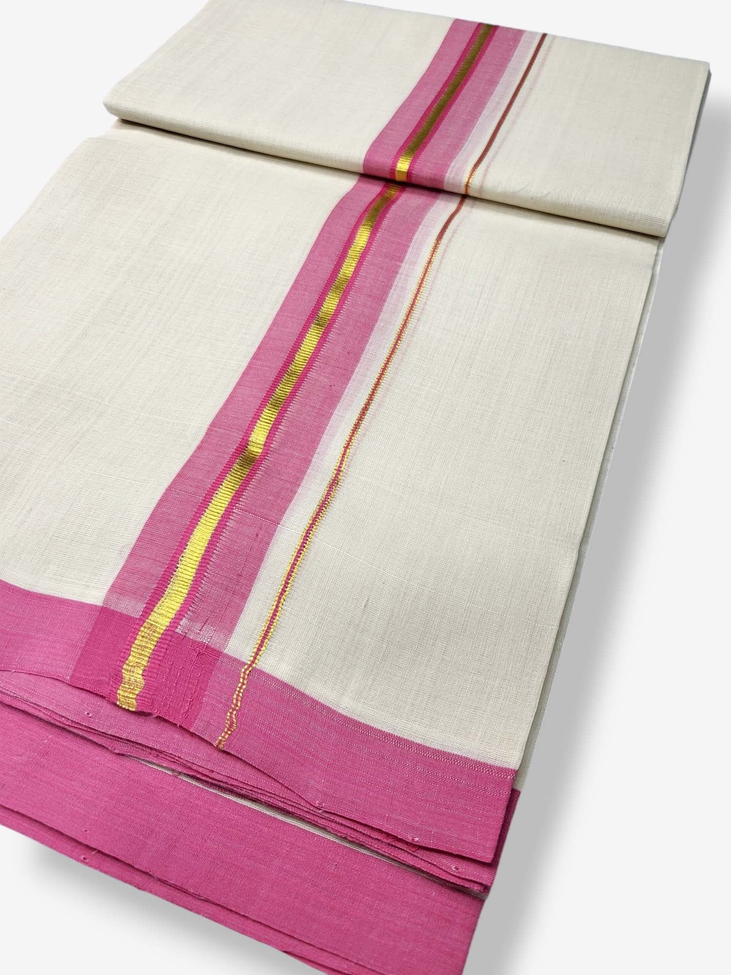  Kerala Balaramapuram Pure Cotton Handloom Mundu/Dhoti 