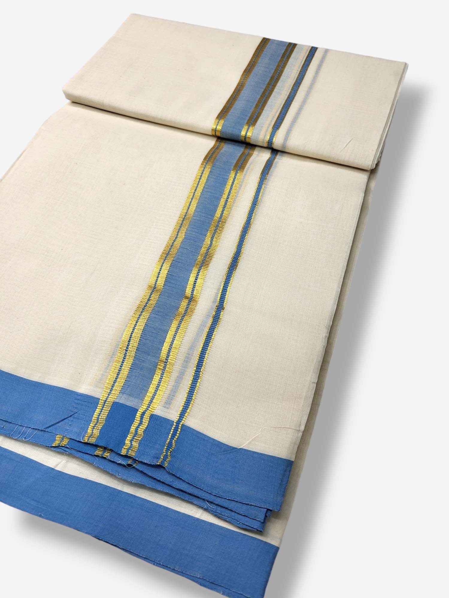  Kerala Balaramapuram Pure Cotton Handloom Mundu/Dhoti 