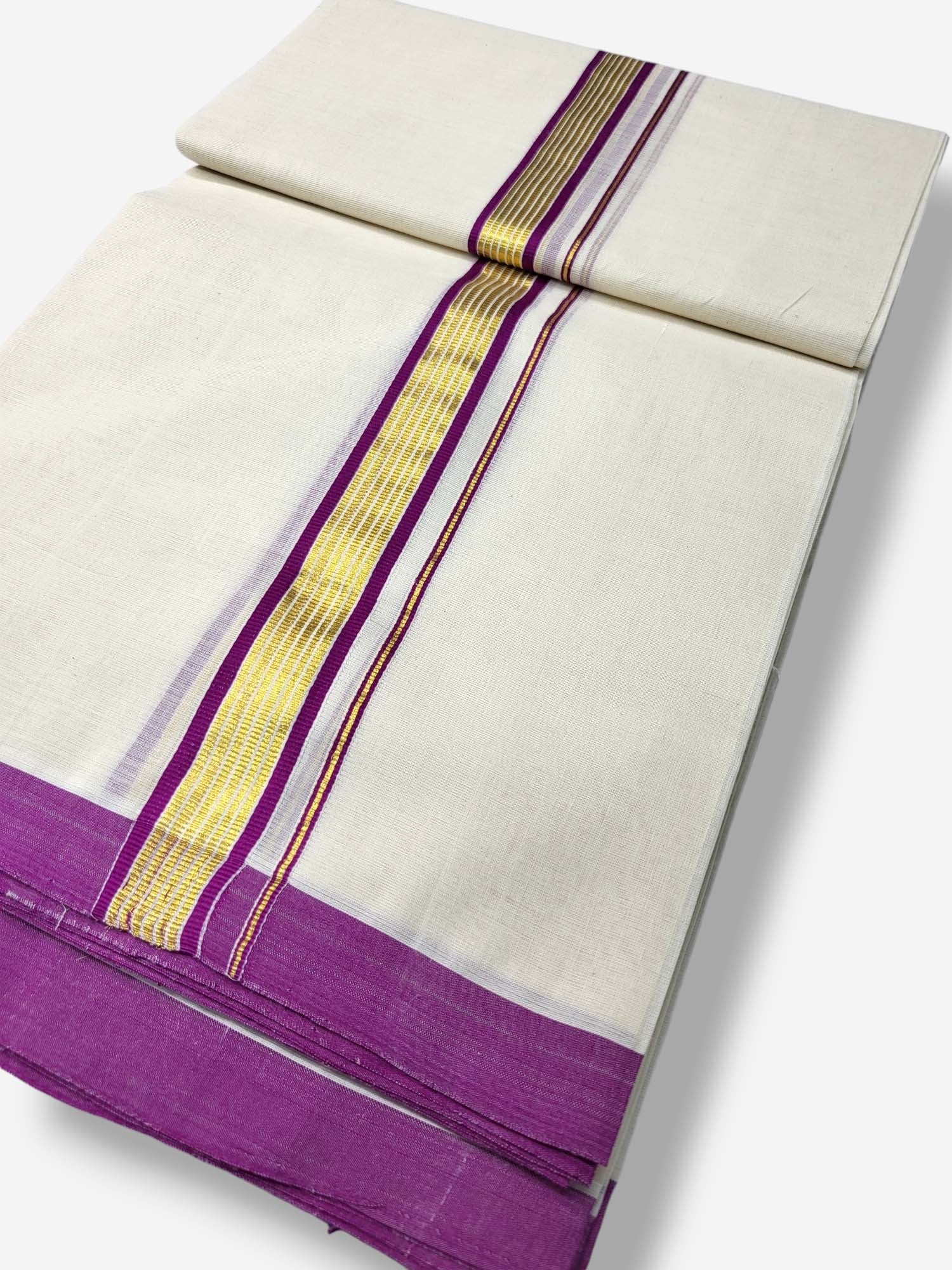  Kerala Balaramapuram Pure Cotton Handloom Mundu/Dhoti 