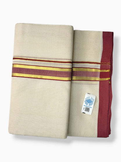  Kerala Balaramapuram Pure Cotton Handloom Mundu/Dhoti 