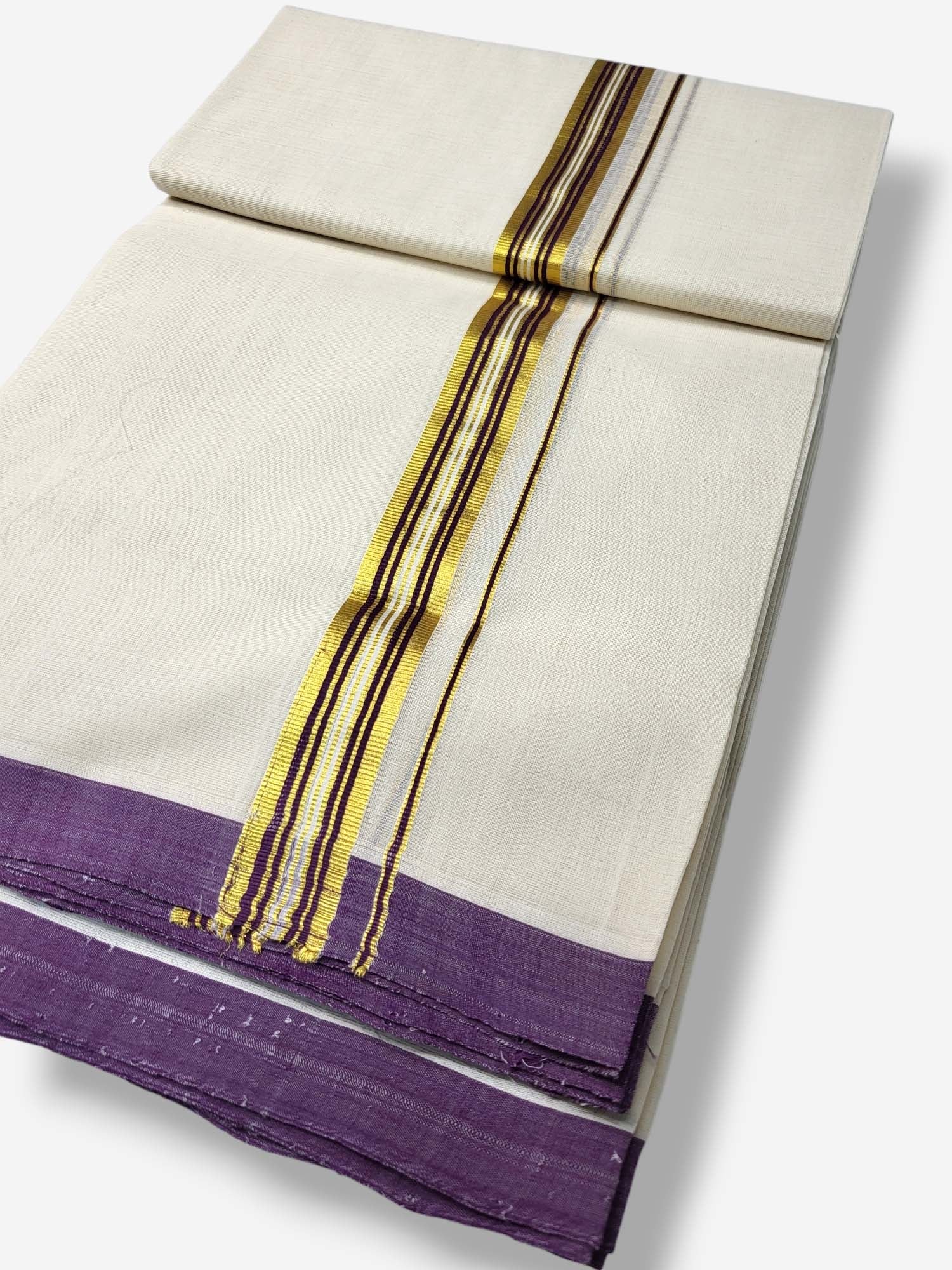  Kerala Balaramapuram Pure Cotton Handloom Mundu/Dhoti 