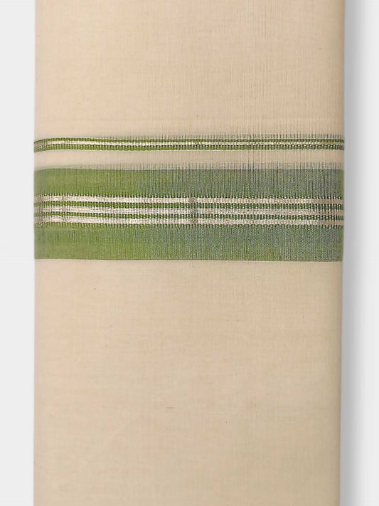 Balaramapuram Handloom Double Mundu Pure Cotton with Green Design