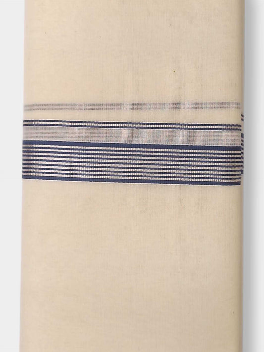 Balaramapuram Handloom Double Mundu Pure Cotton with Blue Border
