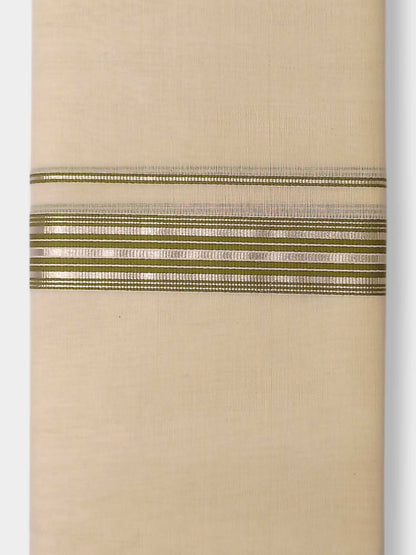 Balaramapuram Handloom Double Mundu Pure Cotton with Green Design