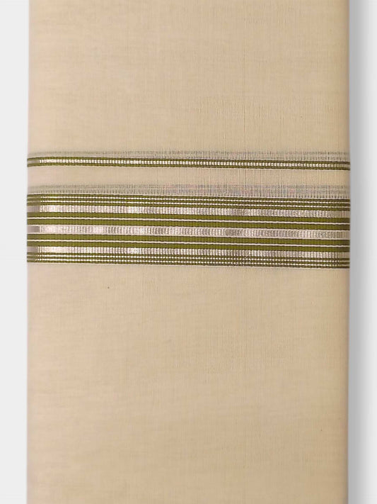 Balaramapuram Handloom Double Mundu Pure Cotton with Green Design