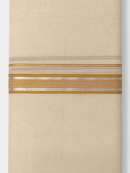 Balaramapuram Handloom Double Mundu Pure Cotton with Yellow Border