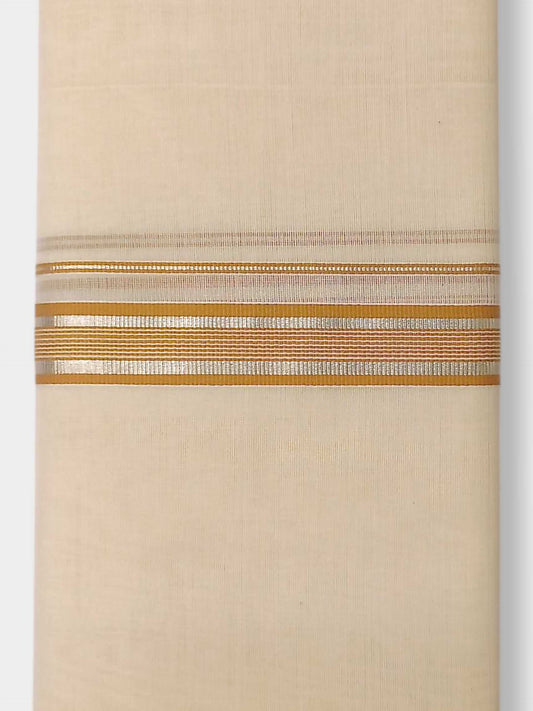 Balaramapuram Handloom Double Mundu Pure Cotton with Yellow Border