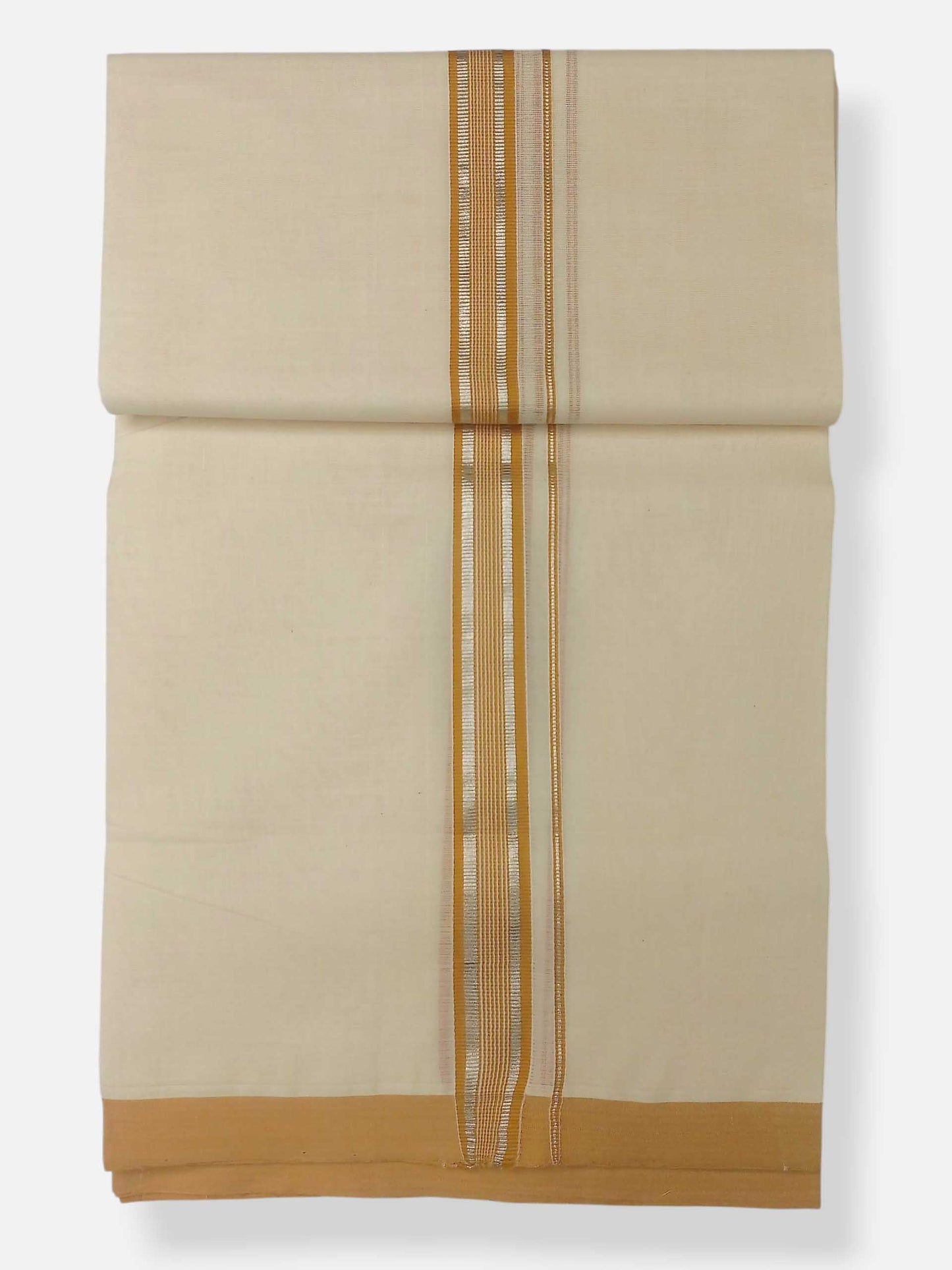 Balaramapuram Handloom Double Mundu Pure Cotton with Yellow Border