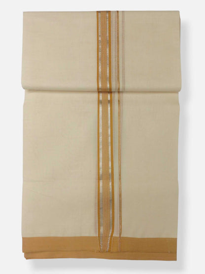 Balaramapuram Handloom Double Mundu Pure Cotton with Yellow Border