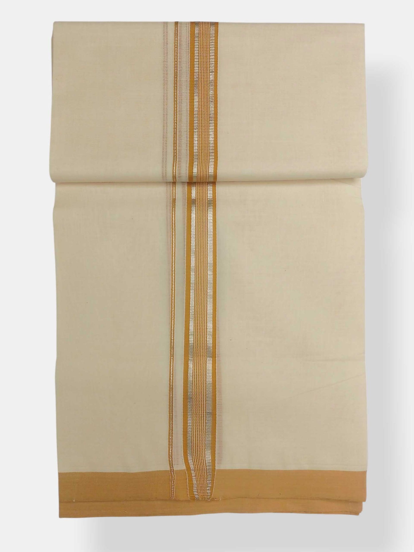 Balaramapuram Handloom Double Mundu Pure Cotton with Yellow Border