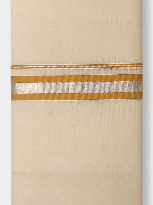 Balaramapuram Handloom Double Mundu Pure Cotton with Yellow Border