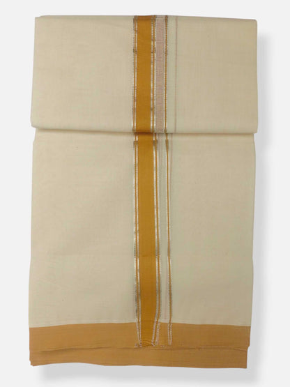 Balaramapuram Handloom Double Mundu Pure Cotton with Yellow Border