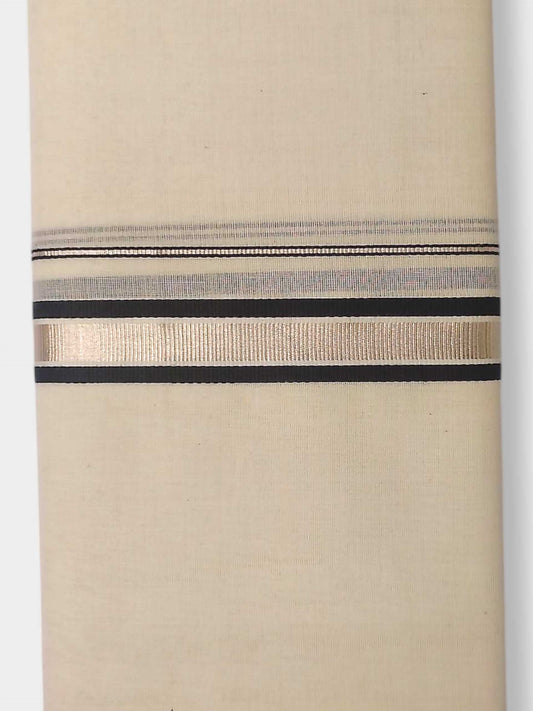 Balaramapuram Handloom Double Mundu Pure Cotton with Black Border
