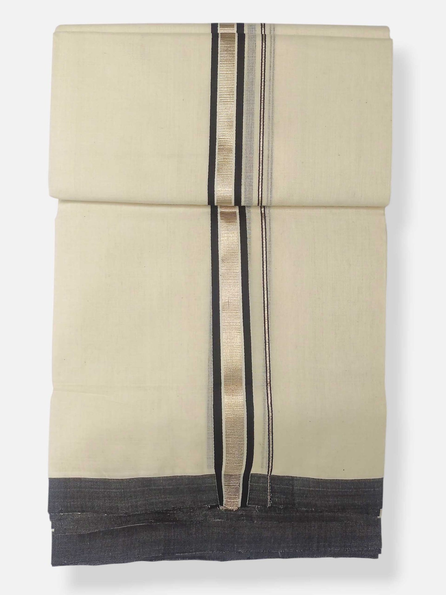 Balaramapuram Handloom Double Mundu Pure Cotton with Black Border