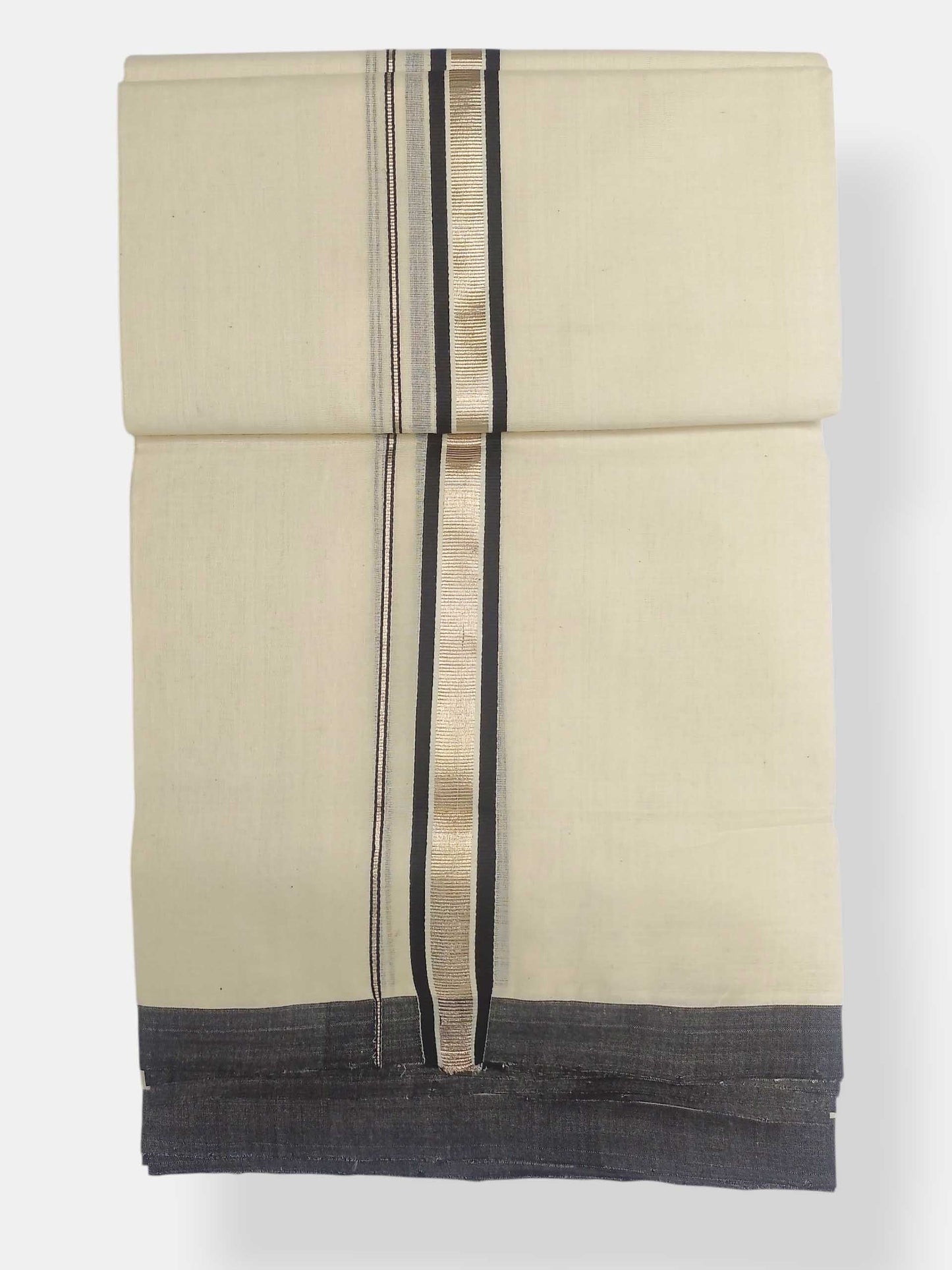Balaramapuram Handloom Double Mundu Pure Cotton with Black Border