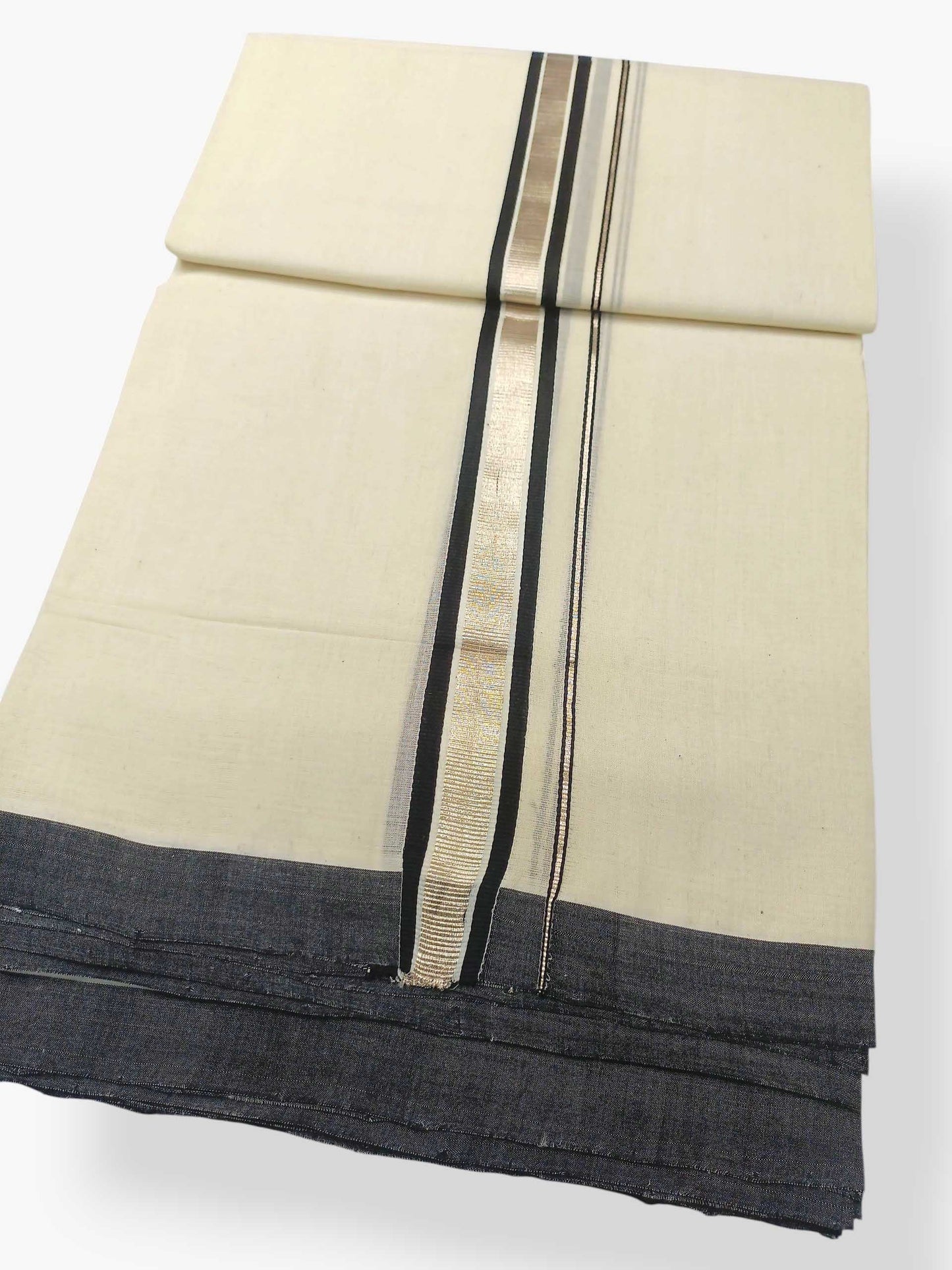 Balaramapuram Handloom Double Mundu Pure Cotton with Black Border