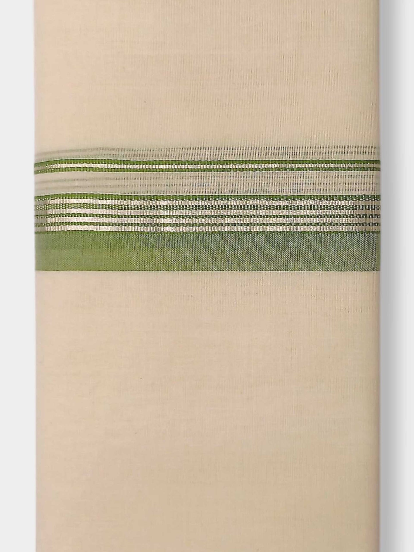 Balaramapuram Handloom Double Mundu Pure Cotton with Green Design