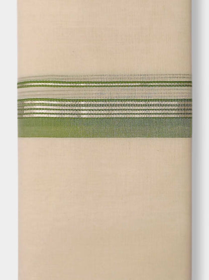 Balaramapuram Handloom Double Mundu Pure Cotton with Green Design