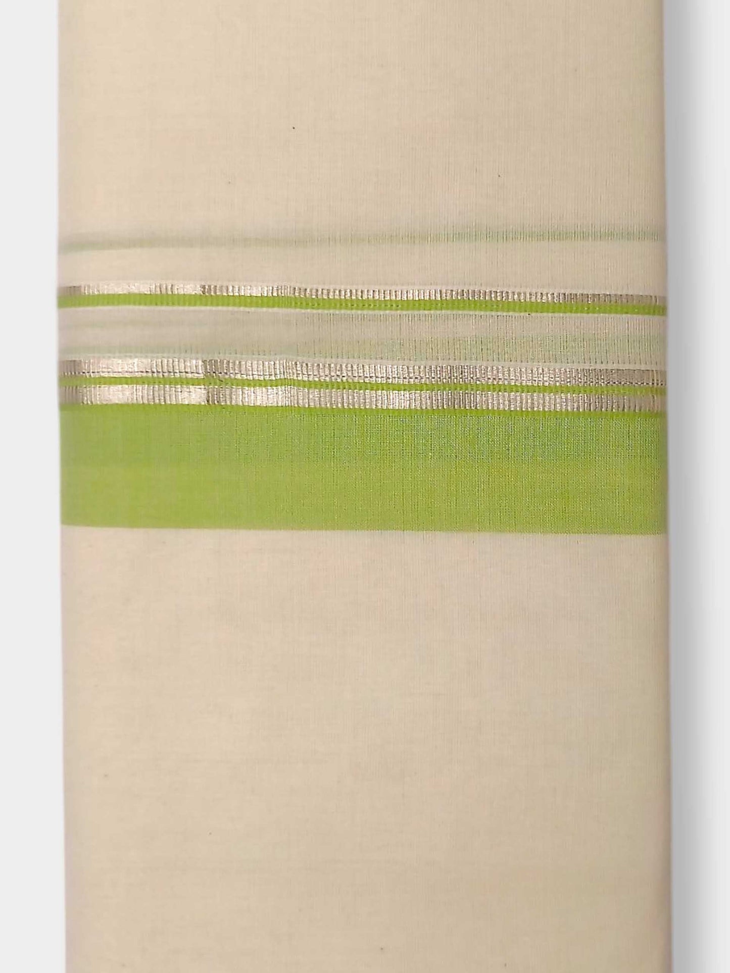 Balaramapuram Handloom Double Mundu Pure Cotton with Green Design