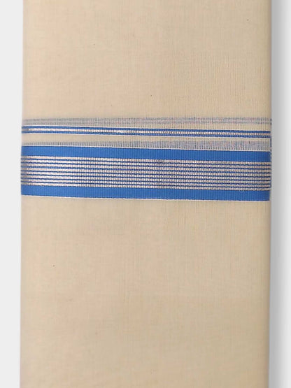 Balaramapuram Handloom Double Mundu Pure Cotton with Blue Border