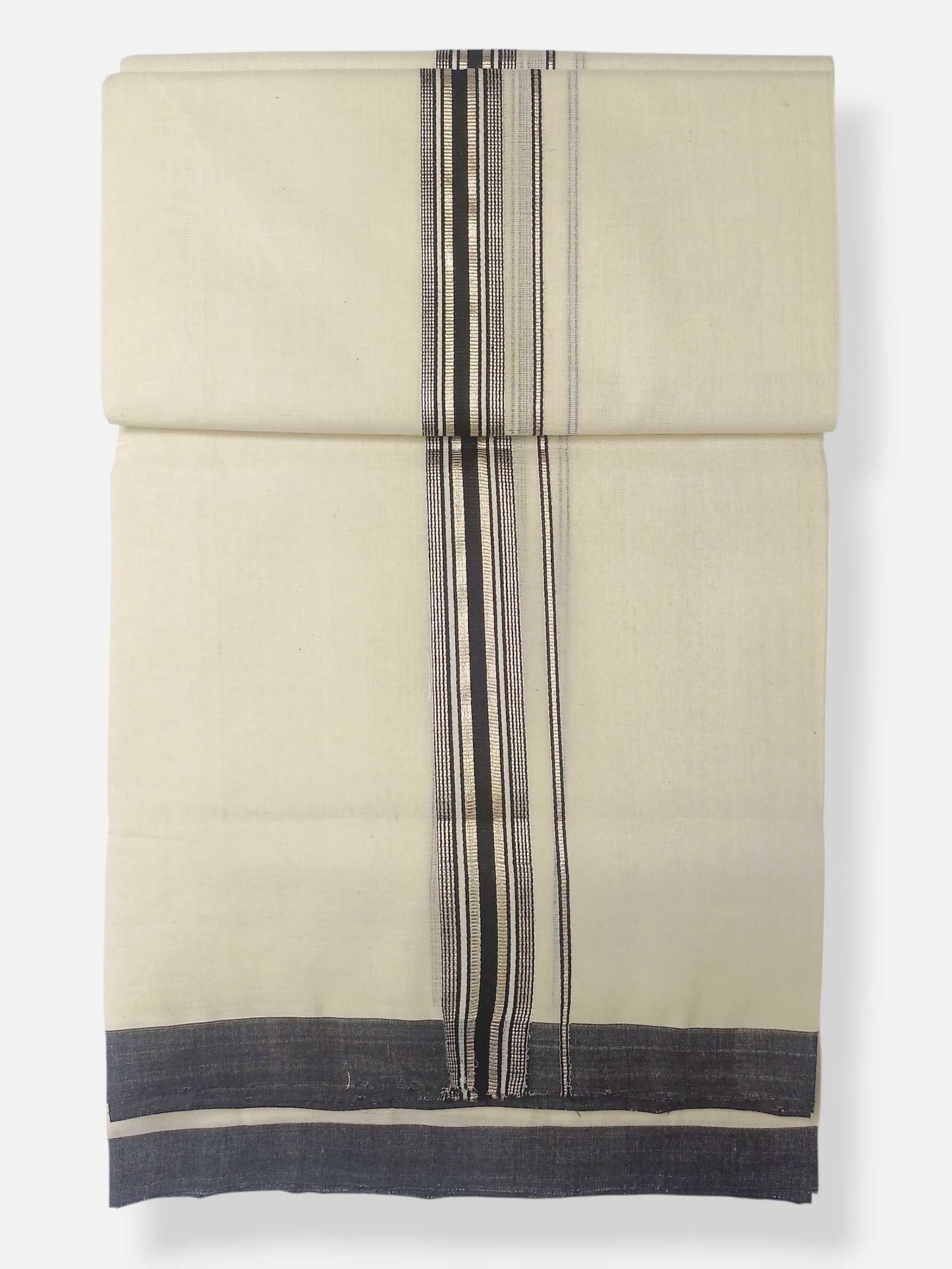 Balaramapuram Handloom Double Mundu Pure Cotton with Black Border