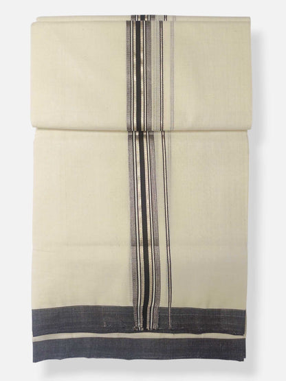 Balaramapuram Handloom Double Mundu Pure Cotton with Black Border