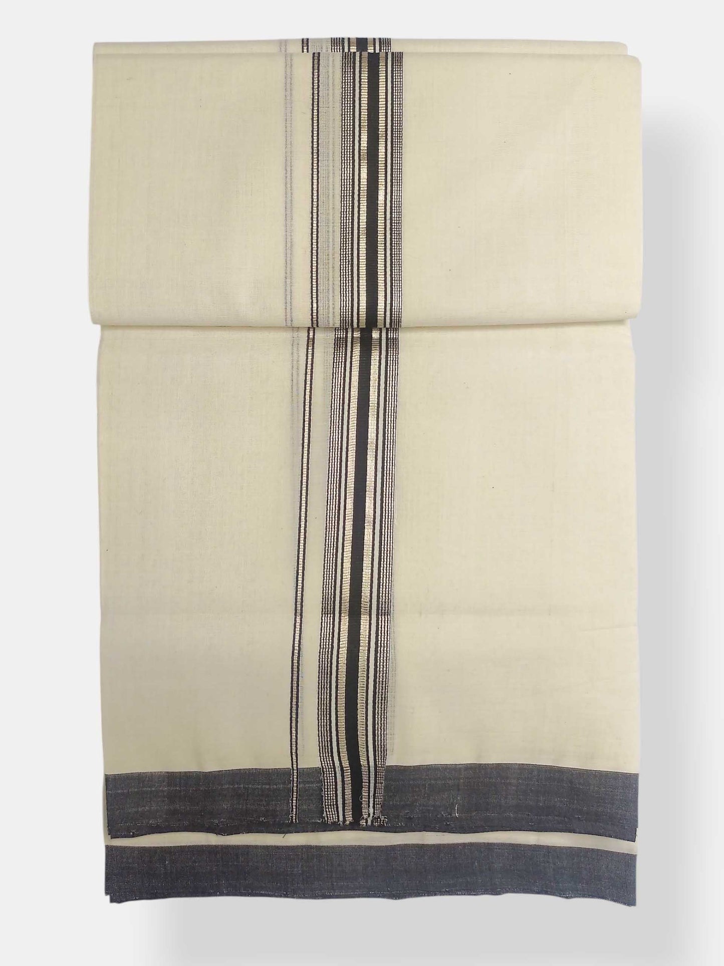 Balaramapuram Handloom Double Mundu Pure Cotton with Black Border