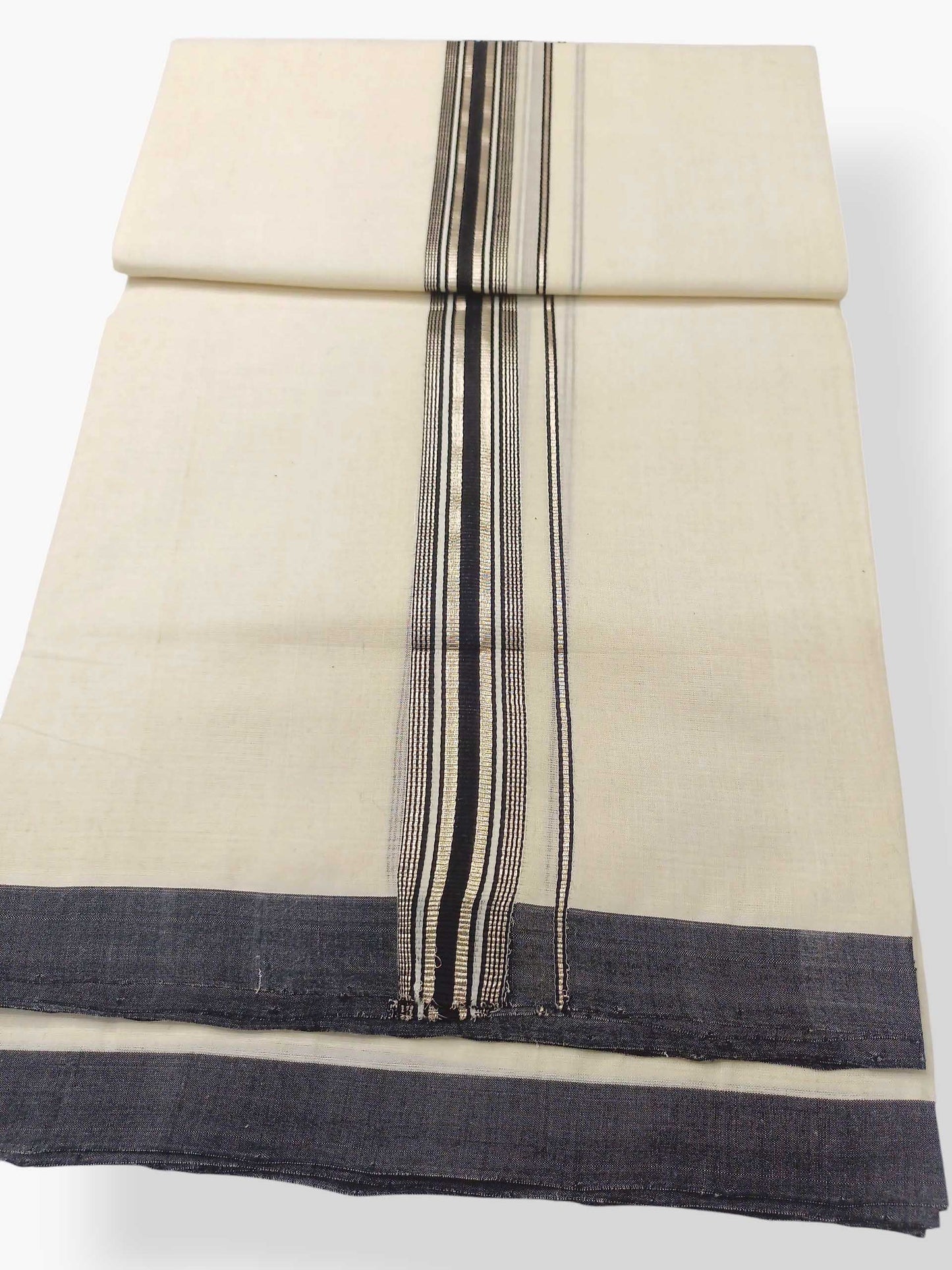 Balaramapuram Handloom Double Mundu Pure Cotton with Black Border