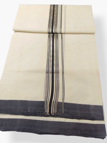Balaramapuram Handloom Double Mundu Pure Cotton with Black Border