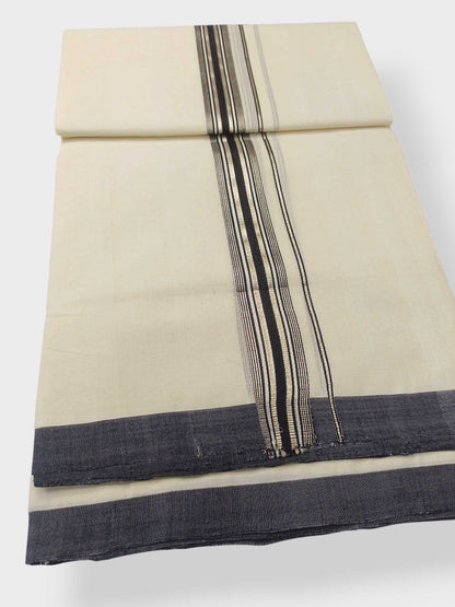 Balaramapuram Handloom Double Mundu Pure Cotton with Black Border