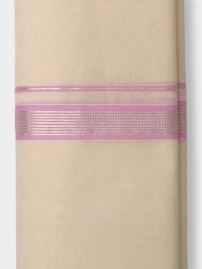 Balaramapuram Handloom Double Mundu Pure Cotton with Rose Design