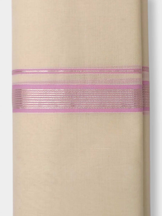 Balaramapuram Handloom Double Mundu Pure Cotton with Rose Design