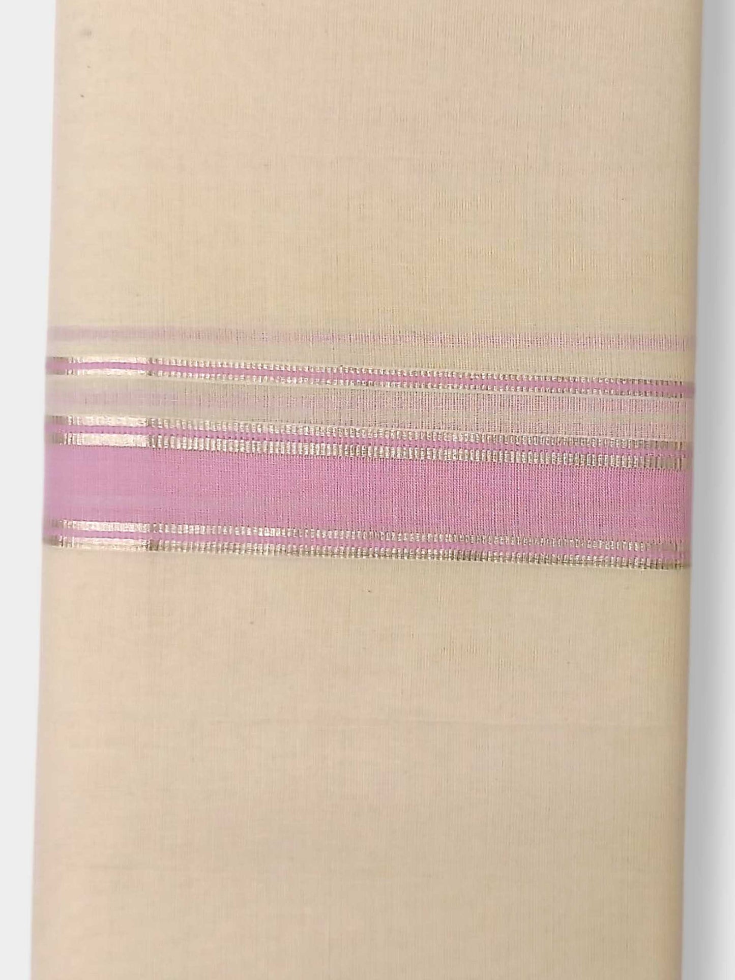 Balaramapuram Handloom Double Mundu Pure Cotton with Rose Design
