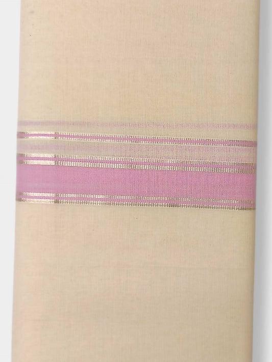 Balaramapuram Handloom Double Mundu Pure Cotton with Rose Design