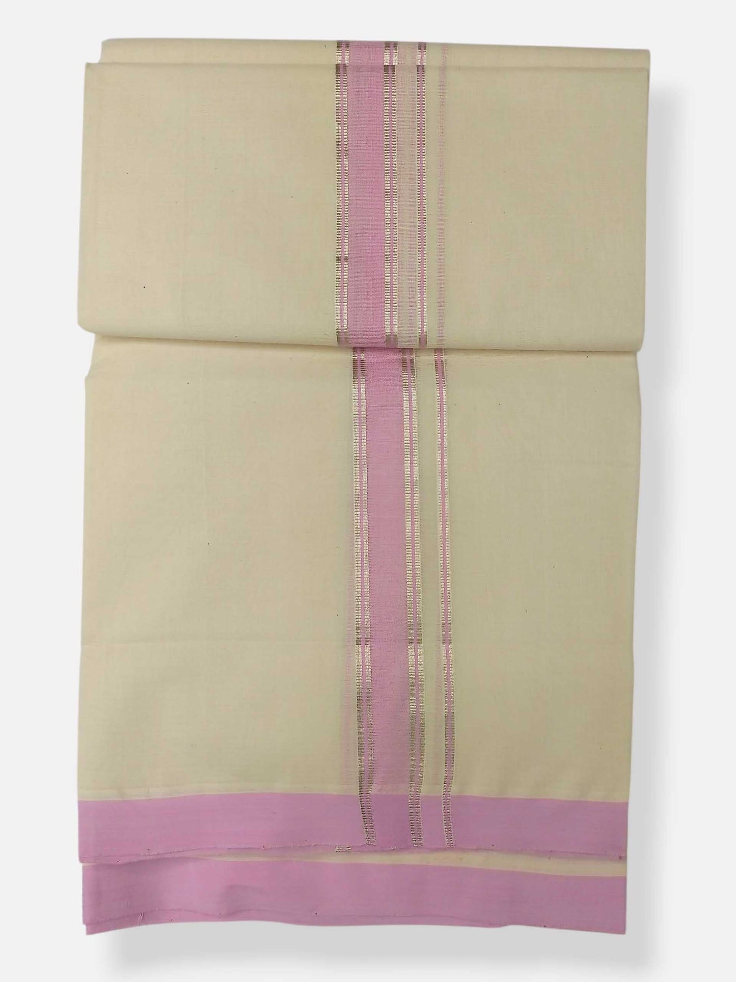 Balaramapuram Handloom Double Mundu Pure Cotton with Rose Design