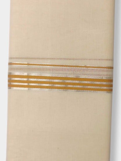 Balaramapuram Handloom Double Mundu Pure Cotton with Yellow Border