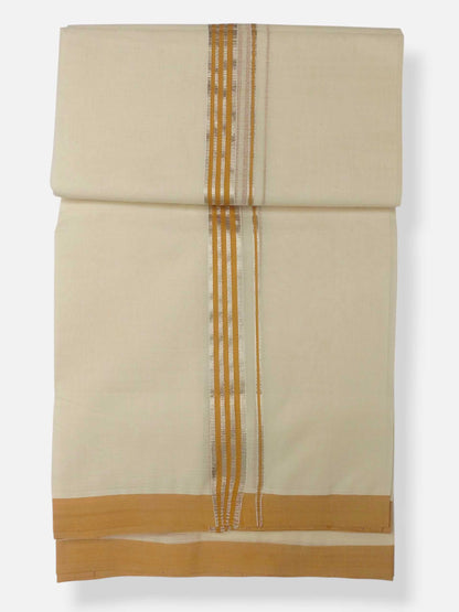 Balaramapuram Handloom Double Mundu Pure Cotton with Yellow Border