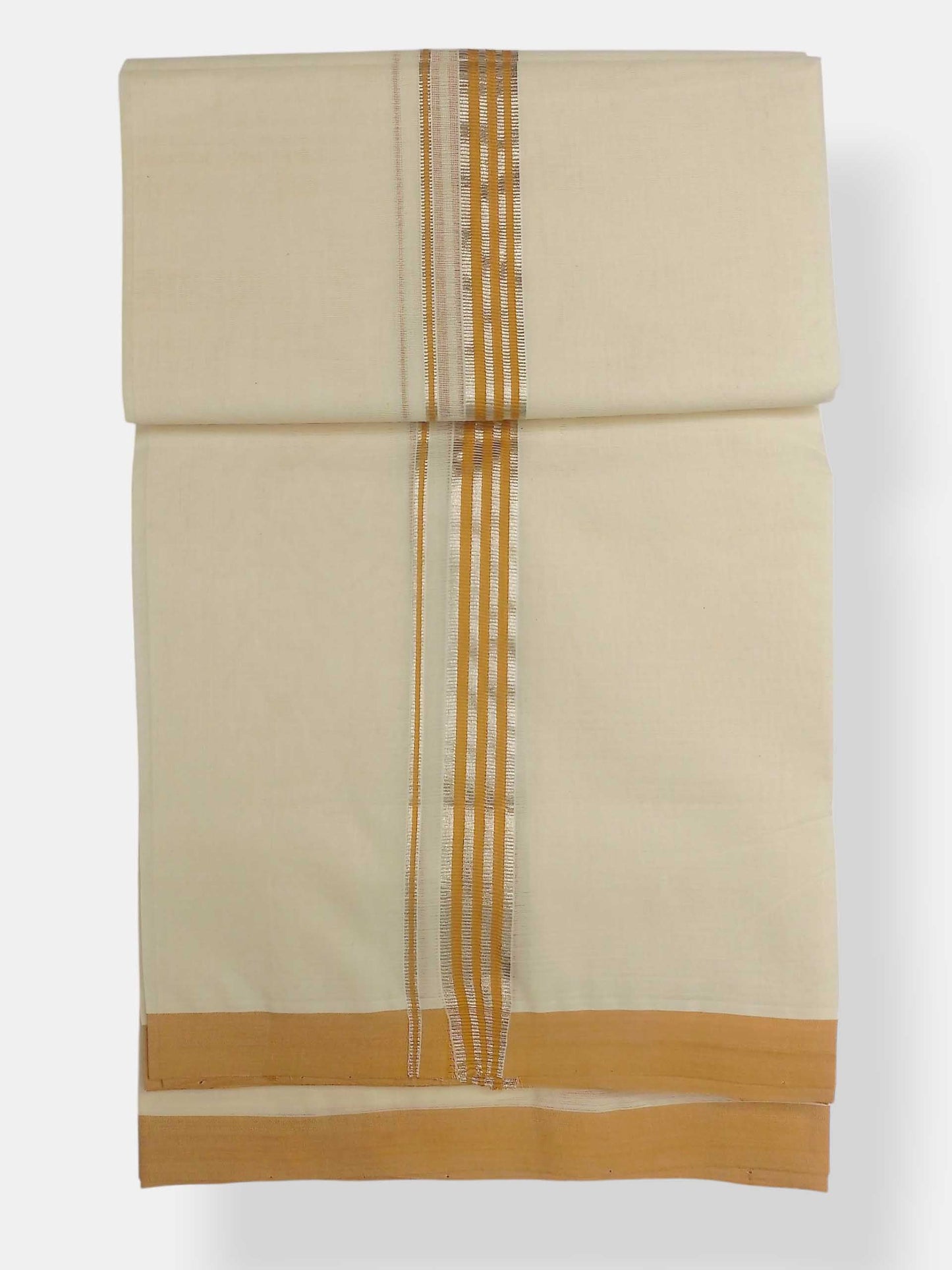 Balaramapuram Handloom Double Mundu Pure Cotton with Yellow Border