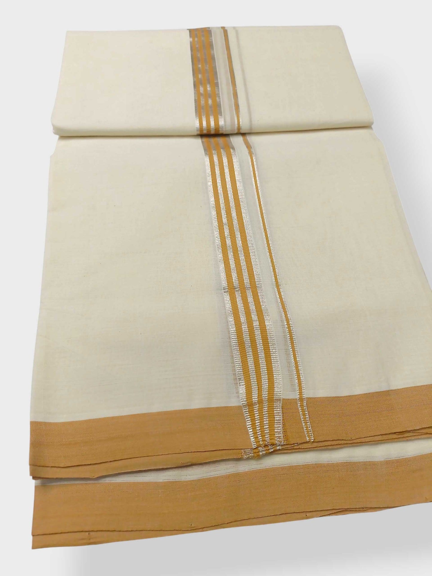 Balaramapuram Handloom Double Mundu Pure Cotton with Yellow Border