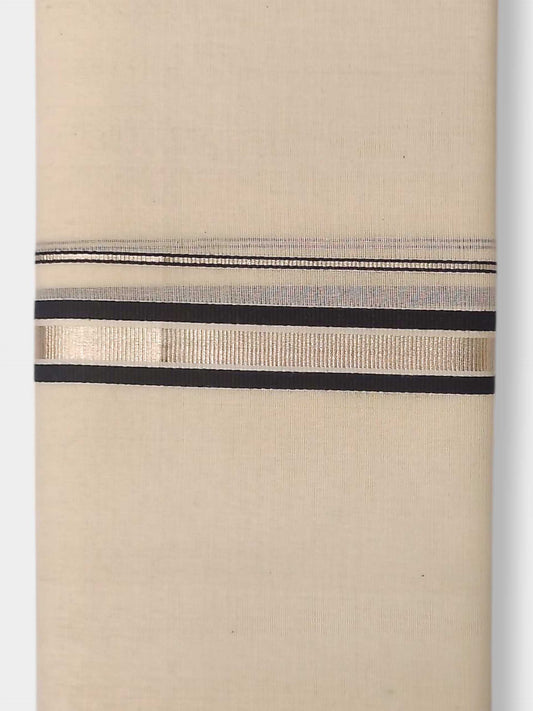 Balaramapuram Handloom Double Mundu Pure Cotton with Black Border