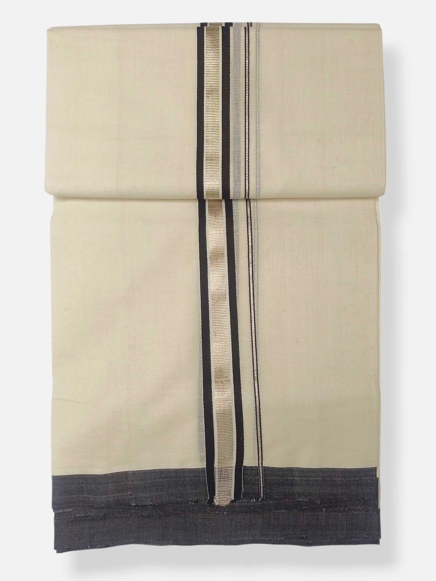 Balaramapuram Handloom Double Mundu Pure Cotton with Black Border