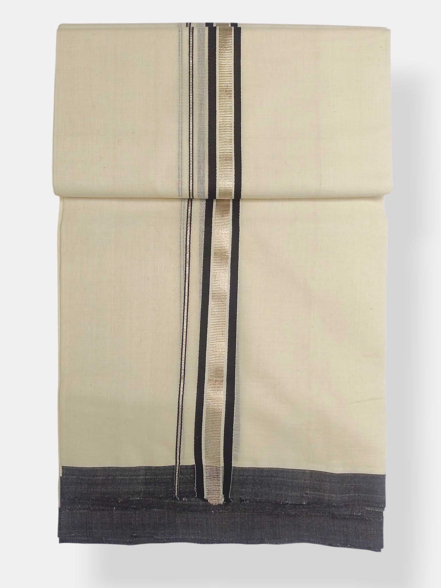 Balaramapuram Handloom Double Mundu Pure Cotton with Black Border